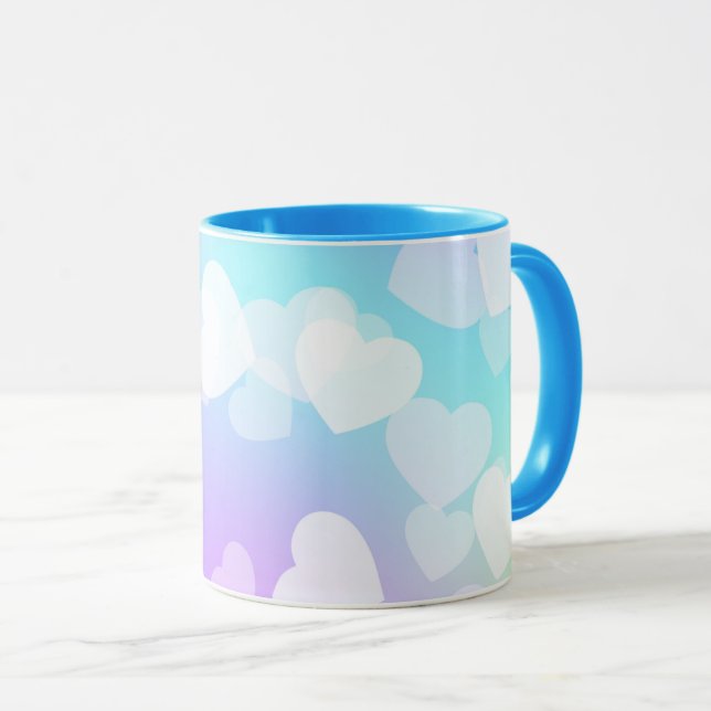 Corazones pasteles de dos tonalidades café y taza  (Anverso derecho)