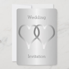 Corazones plateados de la invitación a la boda