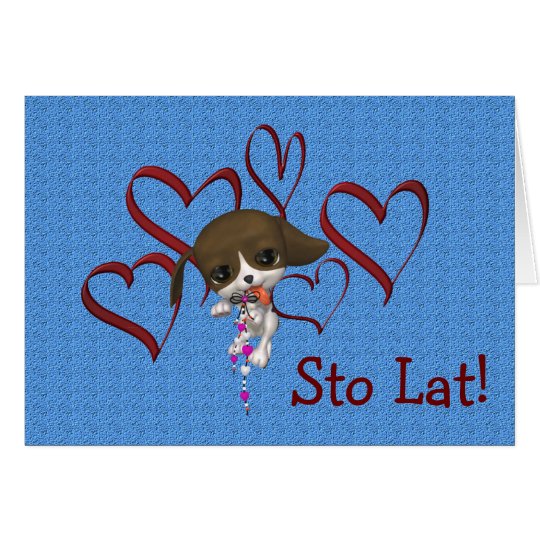 Corazones polacos lindos del perrito de la tarjeta