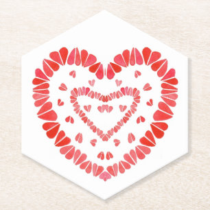 CORAZONES Posavasos de papel de hexágono puntiagud