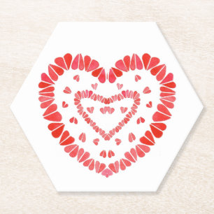 CORAZONES Posavasos de Papel Hexágono
