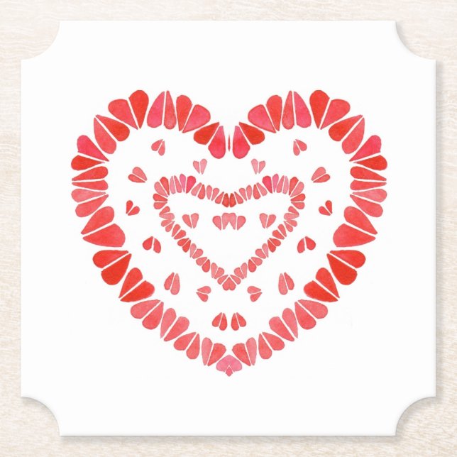 CORAZONES Posavasos de papel para entradas (Anverso)
