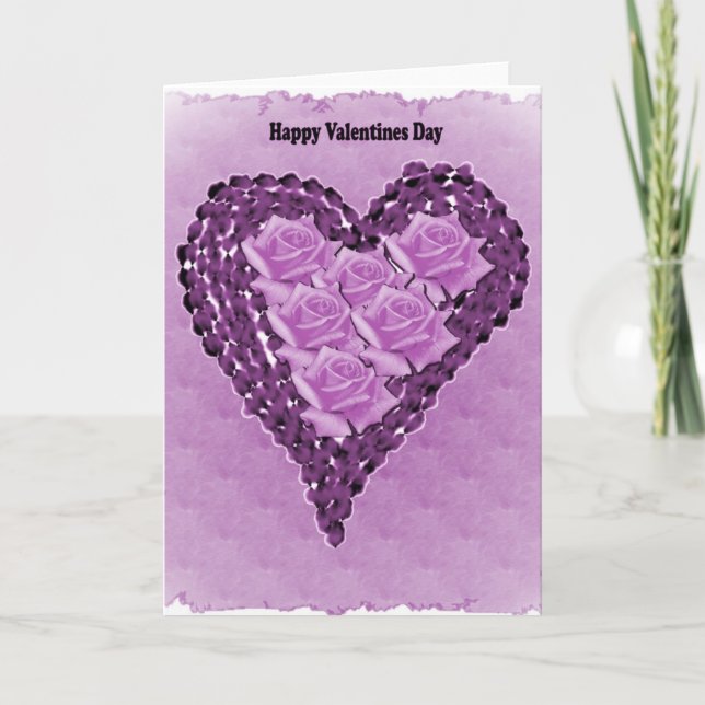 Corazones púrpuras y tarjeta del día de San (Anverso)