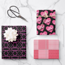 Corazones, Rayas Y San Valentín Envolviendo Papel