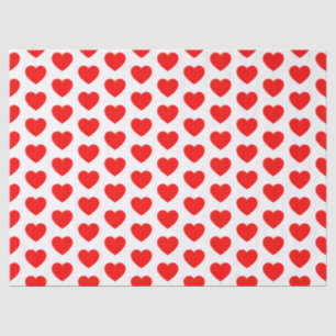 Corazones, rojo sobre papel de tejidos blancos