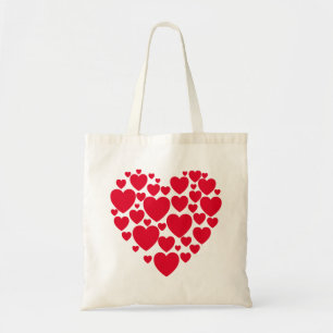 Corazones rojos, bolsa de compras
