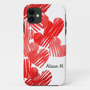 Corazones rojos con nombre iPhone 5 Funda