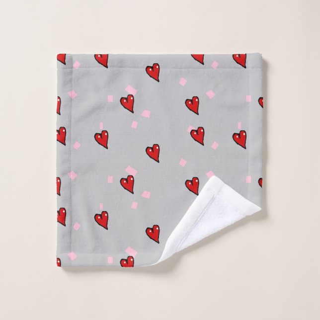 Corazones rojos en gris (Toallita)