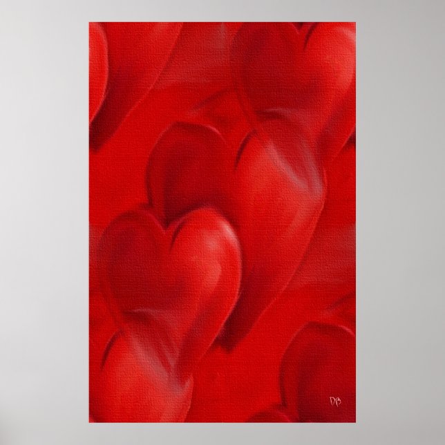 Corazones rojos en Posters de lienzo (Frente)