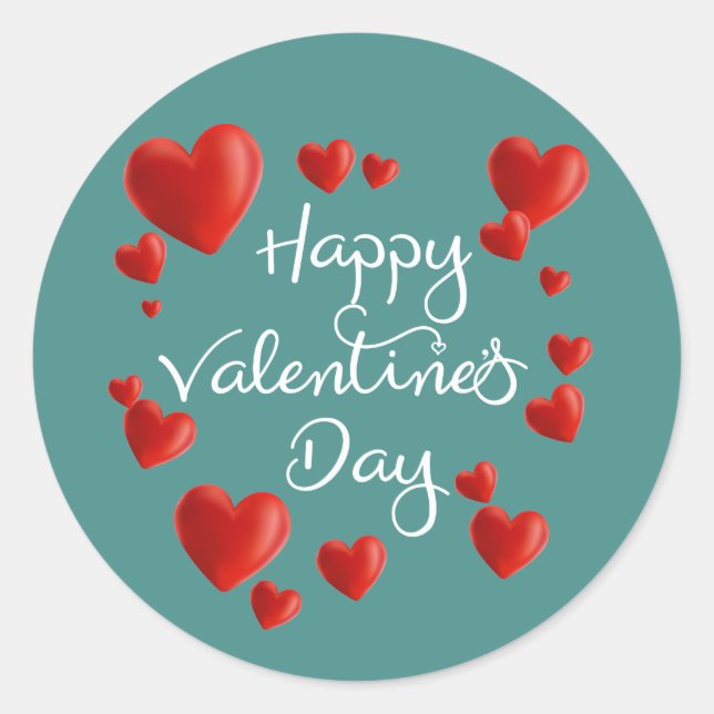 Corazones rojos feliz sello de Pegatina del Día de (Anverso)