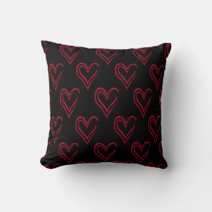 Corazones rojos La Minimalista almohada negra de S