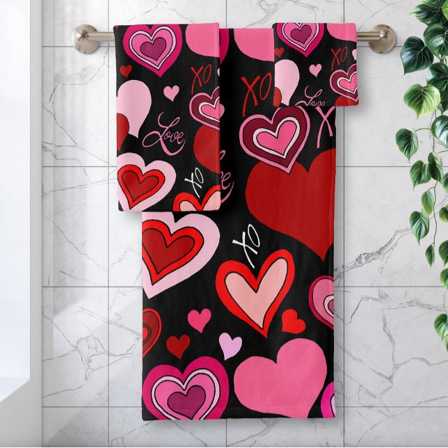Corazones rojos negros rosa patrón de amor (Subido por el creador)
