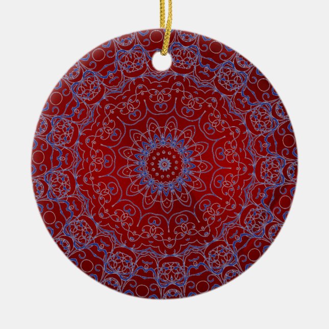 Corazones rojos y ornamento de encaje azul (Frente)