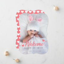 Corazones rosadas Nacimiento bebé Invitación de fo