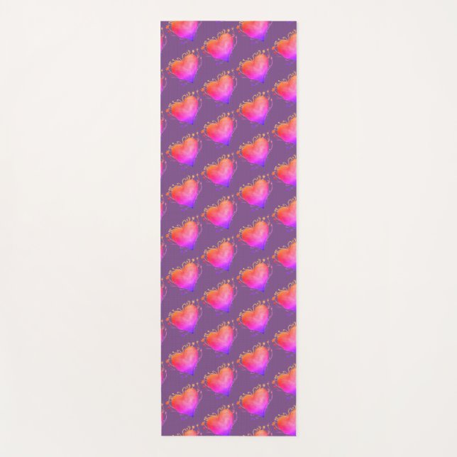 Corazones rosados acuarela arte Amar Yoga Mat (Anverso)