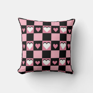 corazones rosados, corazones negros, almohada de l