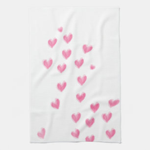 Corazones rosados de la acuarela - toalla de