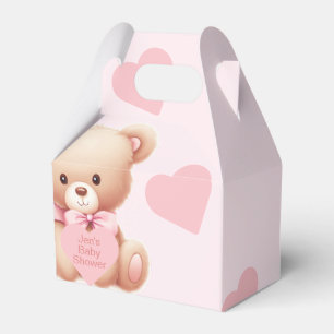Corazones rosados de oso cajas de favoritos de Bab