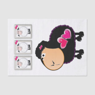 Corazones rosados de oveja de papel de tejidos