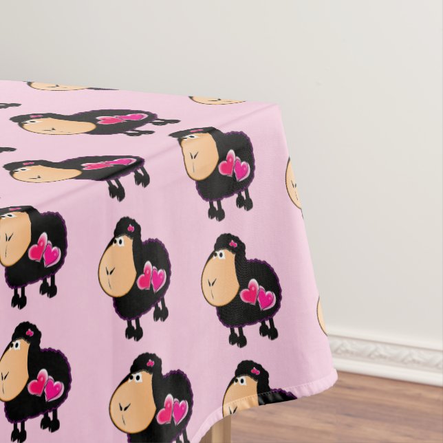 Corazones rosados de ovejas de manteles (In Situ)