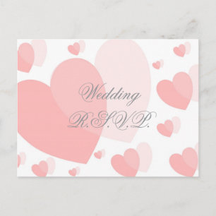 Corazones rosados de postales RSVP de boda