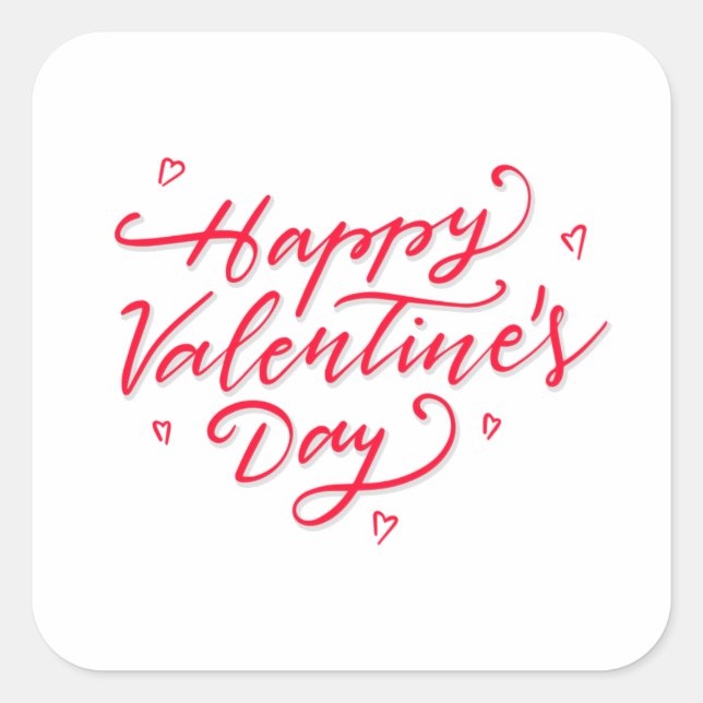 Corazones rosados Feliz Pegatina de San Valentín (Anverso)