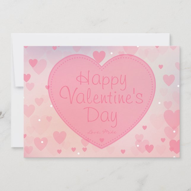 Corazones rosados feliz tarjeta de San Valentín pa (Anverso)