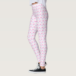 Corazones rosados Leggings morados - Estrellas Reg
