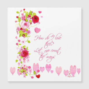 Corazones rosados y rosas rojas acuarelas Verse te
