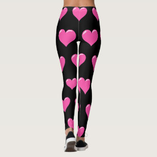 Corazones Rosas Leggings Negros Elige Color