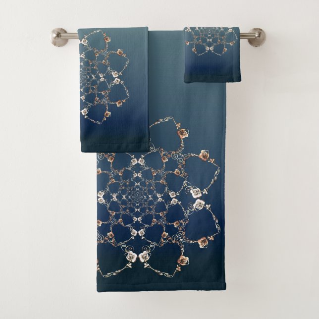 Corazones Rosas sobre toalla de gradiente azul (In situ)