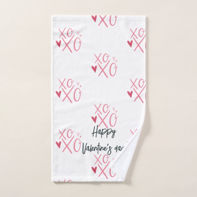 Corazones rosas "XOXO" Feliz día de San Valentín  (Toalla de mano)