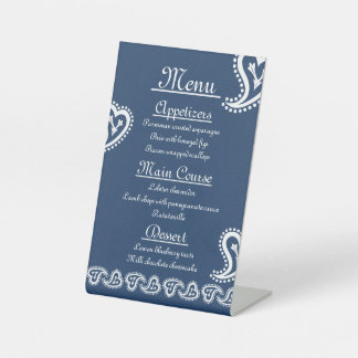 Corazones Sweet Paisley en Señal de pedestal azul