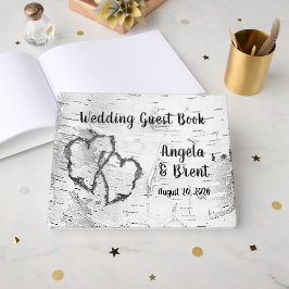 Corazones tallados Libro de invitados Birch Tree B