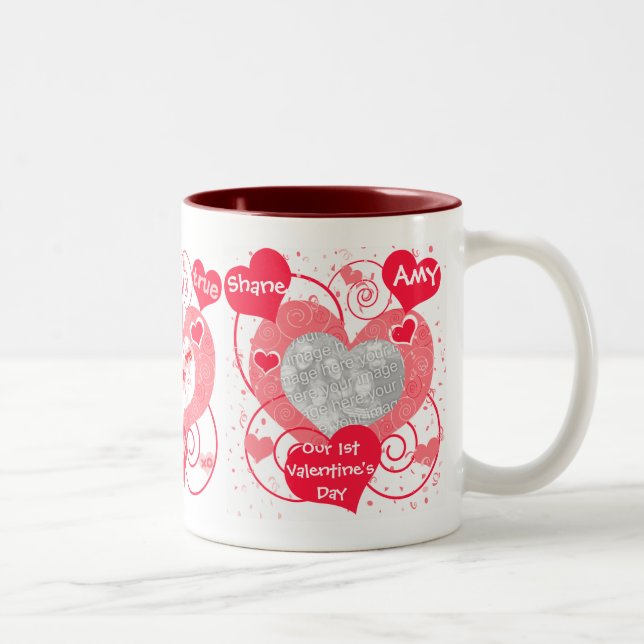 Corazones taza de encargo de la foto del amor de (Derecha)