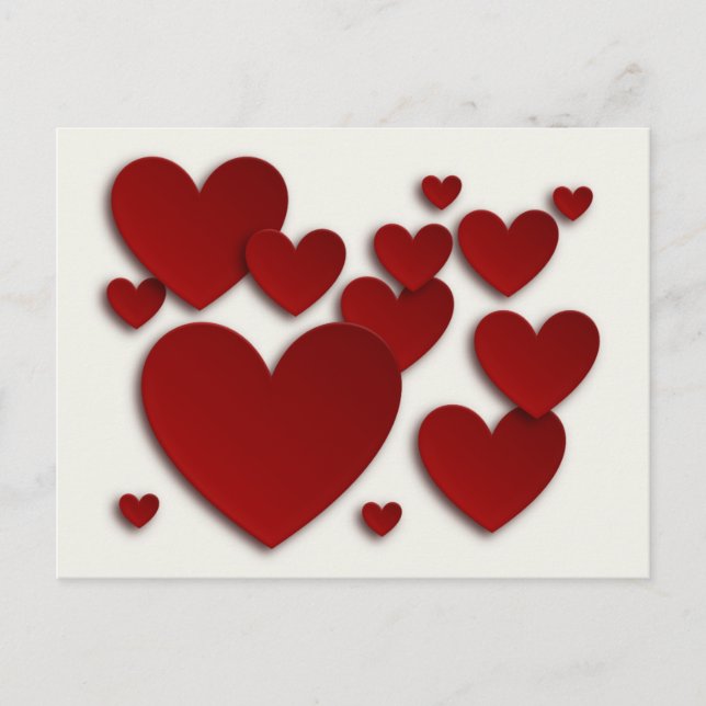 Corazones tridimensionales rojos - tarjeta del el (Anverso)