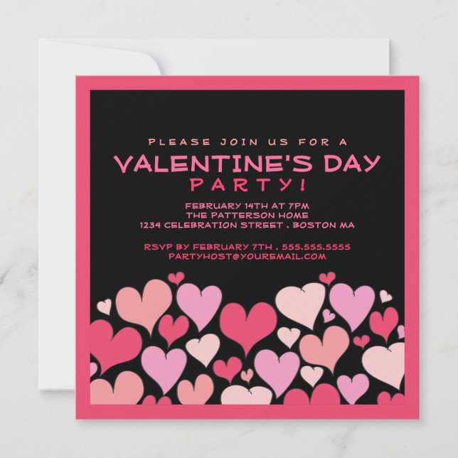 Corazones una invitación del fiesta del día de San (Anverso)