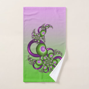 Corazones Verdes Rosados Preciosos Fractal Abstr