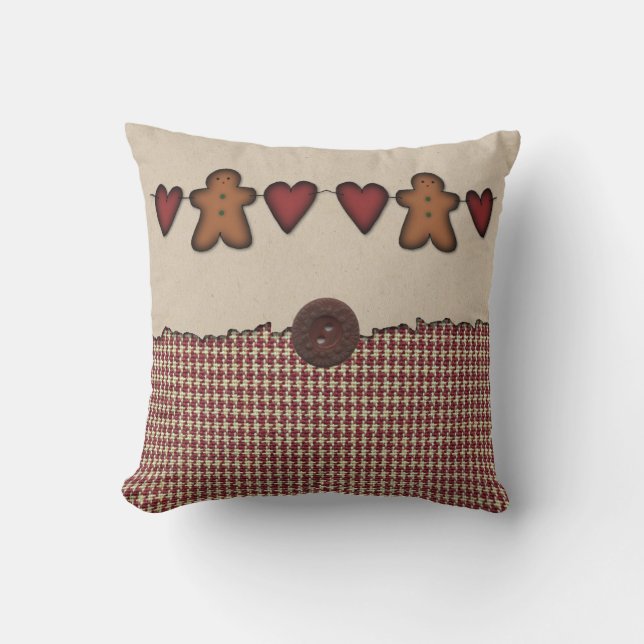Corazones Y Almohada De Los Hombres De Gingerbread (Anverso)