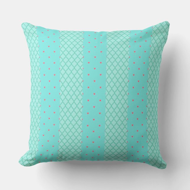 Corazones y almohada verde azulada Pastel de Entra (Anverso)