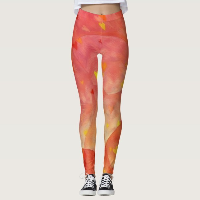 Corazones y amor Leggings artísticas (Anverso)