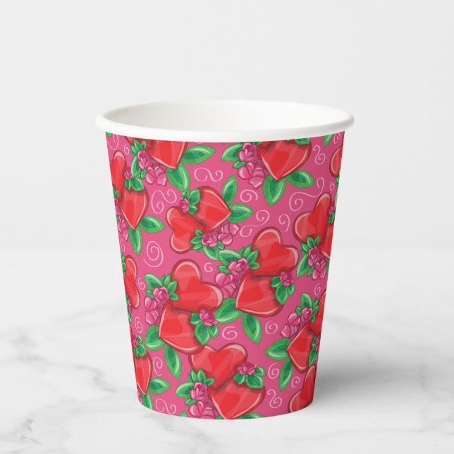 Corazones y Amor  Vasos de Papel (Anverso)