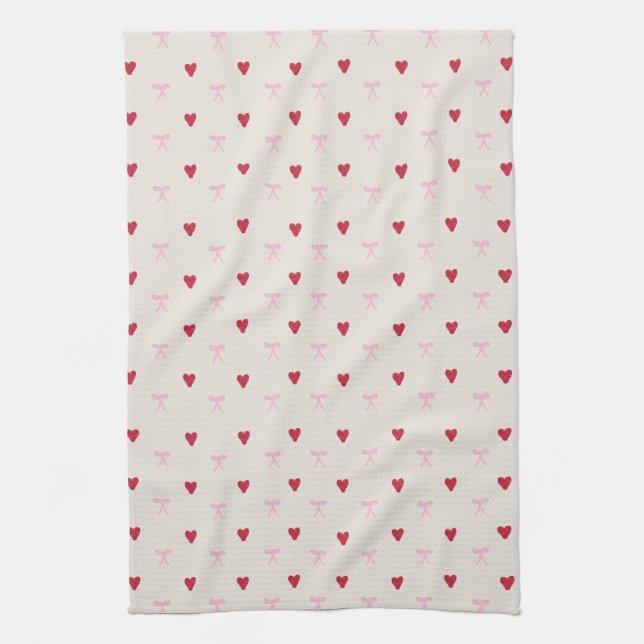 Corazones y arcos Coquette Pattern Kitchel Toalla (Vertical)