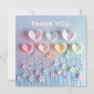 Corazones y flores de papel lindo Gracias