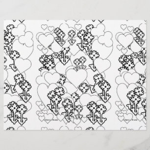 Corazones Y Flores Niños Colorantes Hoja Placemat