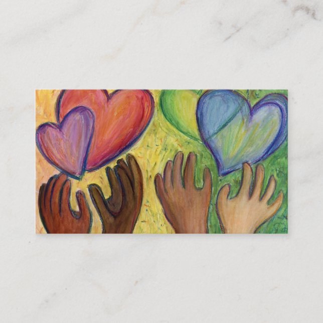 Corazones y manos Aman la Diversidad Arte Tarjeta  (Anverso)