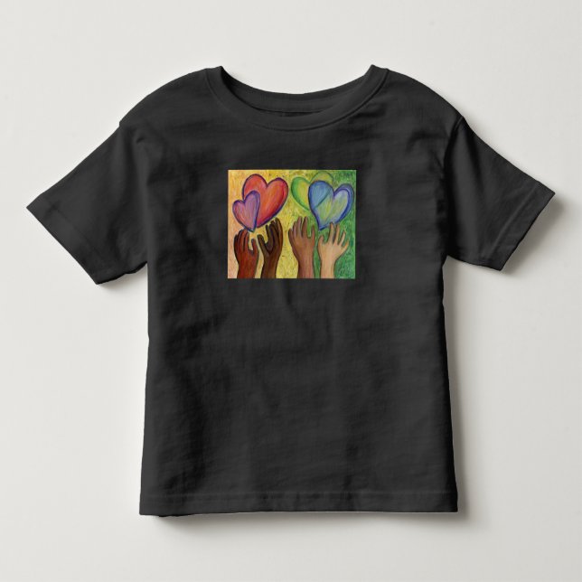 Corazones y manos aman la diversidad Camisetas Per (Anverso)