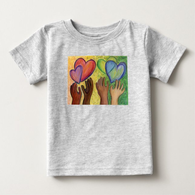 Corazones y manos aman la diversidad Camisetas Per (Anverso)