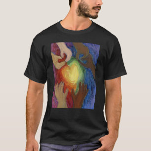 Corazones y manos aman la diversidad de camisetas 