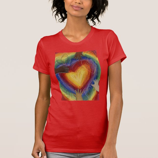 Corazones y manos aman la diversidad de camisetas  (Anverso)